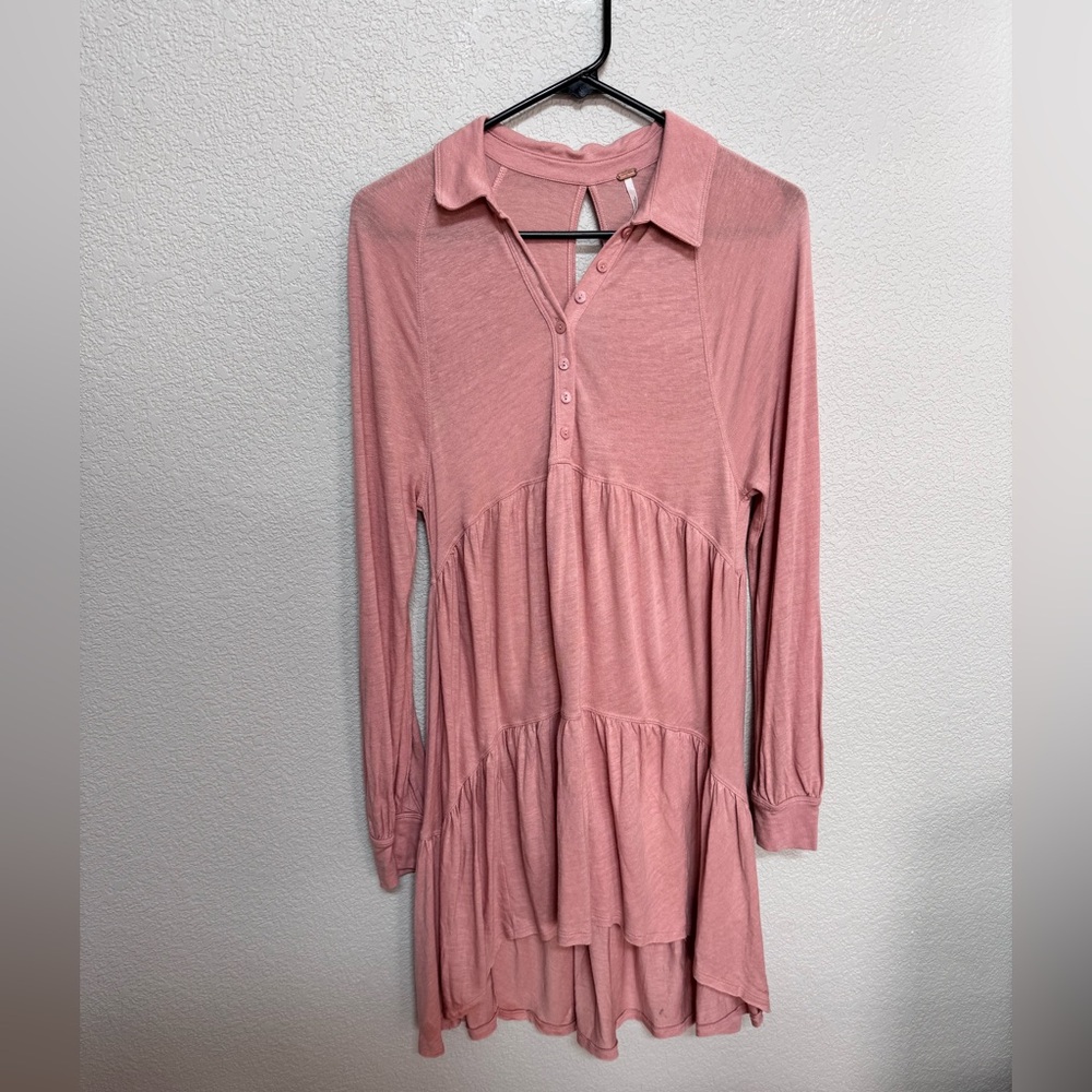 Free People Tunic Tiered High Low Dress Blush Women’s XS Cottagecore Fairy